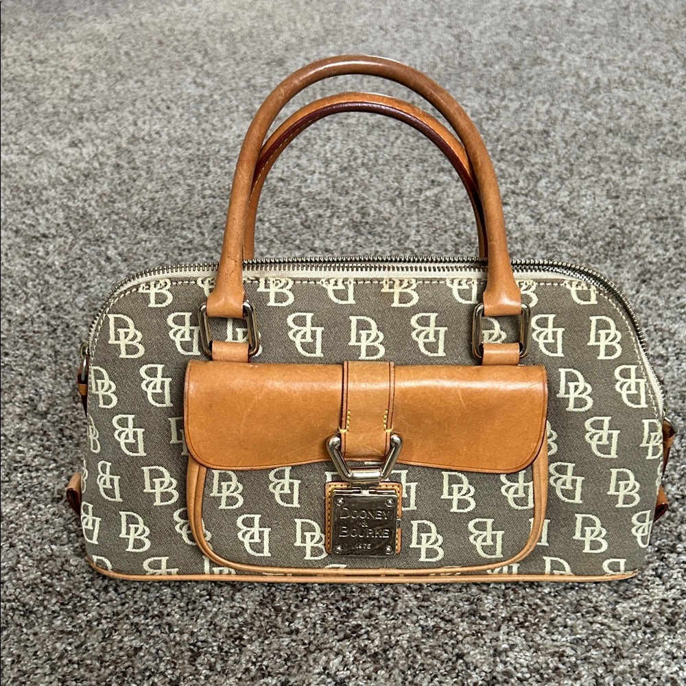 Dooney & Bourke Taupe and Tan East West Satchel